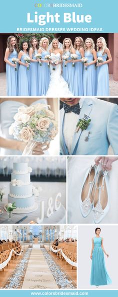 a collage of blue and white wedding colors