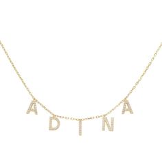 Gold Block Name Necklace - Adina's Jewels Cute Name, Name Necklaces, Sparkle Necklace, Initial Name, Gold Name Necklace, Rock On, Delicate Chain, Letter Pendants, Upper Case