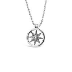 Divine Star of Ishtar Amulet Silver Star Of David Jewelry With Charms, Celestial Style Silver Tarnish-resistant Jewelry, Silver Star Of David Charm Jewelry, Symbolic Round Jewelry With Compass Design, Celestial Silver Jewelry Tarnish Resistant, Silver Celestial Jewelry Tarnish Resistant, Silver Round Pendant With Star Charm, Silver Round Pendant With Star Charm Jewelry, Silver Jewelry With Star Charm On Round Pendant