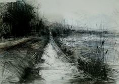 black and white drawing of an empty road