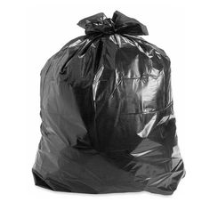 a black trash bag on a white background