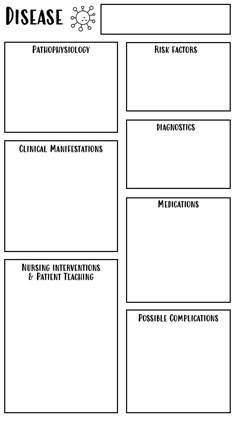 a graphic diagram with the words disease and other medical related items in black and white