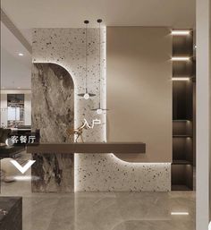 an elegant bathroom with marble walls and flooring