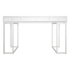 a white desk with two drawers on each side