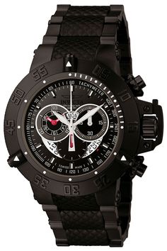 This impressive Invicta Subaqua watch features a precise Quartz movement as well as a black case. Its black, metal dial is enclosed by a highly protective Mineral Crystal. This watch is finished by a strong black, stainless steel band, and it offers 500 m water resistance. Led with expert engineering, no feat or occasion will ever be too great for Invicta's Subaqua to handle. The sheer magnitude of this mighty timepiece is superbly executed with surgical-grade stainless steel, Swiss movements an Black Formal Watch With Metal Dial, Black Watch With Metal Dial For Formal Occasions, Black Digital Watch With Subdials, Black Watches For Formal Occasions, Black Metal Dial Watch Accessories For Formal Occasions, Modern Black Digital Watch With Metal Dial, Formal Black Chronograph Watch With Round Dial, Black Chronograph Digital Watch With Round Dial, Black Watches With Subdials