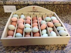 an egg carton filled with eggs sitting on top of a counter