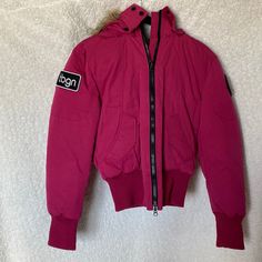 Pink Cropped Jacket From Tbgn. Never Worn Urban Pink Outerwear For Fall, Pink Crop Jacket, Pink Cropped Jacket, Patagonia Fleece Vest, Black Rain Jacket, Fur Hood Jacket, Checkered Jacket, Purple Coat, Army Green Jacket