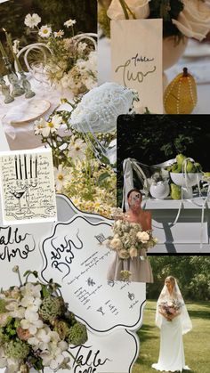 a collage of photos with flowers, pictures and writing on the side of them