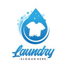 laundry logo design with water drop and t - shirt