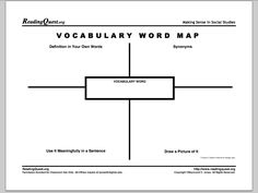 the vocaular word map is shown in black and white, with an arrow pointing to