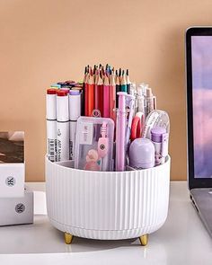 360 Degree Rotating Makeup Brush Holder Organizer 5 Slot Make up Brushes Cup for Cosmetics and Pencil Pen Organizer for Desk Makeup Organizer Skincare Storage for Vanity Clay Makeup Holder, Skincare Storage, Desk Makeup, Makeup Brush Organizer, Pen Organizer, Brush Organizer, Organizer Makeup, Makeup Brush Organization, Makeup Holder