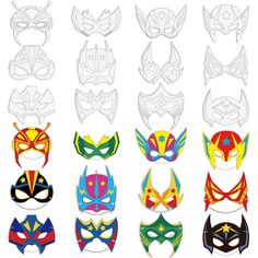 the masks are all different colors and shapes