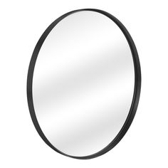 an oval mirror on a white background with black trimmings and a circular frame