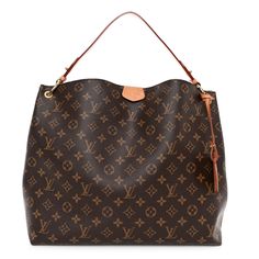 This is an authentic LOUIS VUITTON Monogram Graceful MM. This bag is crafted of signature Louis Vuitton monogram coated canvas in brown. The bag features a thick looping vachetta leather shoulder strap with polished gold plated hardware. The open top leads to a light brown fabric interior with a zipper pocket. Brown Fabric, Open Top, Authentic Louis Vuitton, Louis Vuitton Monogram, Light Brown, Zipper Pocket, Shoulder Strap, Gold Plate, Louis Vuitton