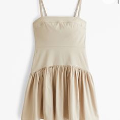 Sold Out! Small, Nwt, Cream And Also Have In Black. Abercrombie And Fitch Dresses, Flare Mini Dress, Small Dress, Mini Dress With Sleeves, Drop Waist, Poplin Fabric, Rompers Women, American Apparel, Abercrombie Fitch