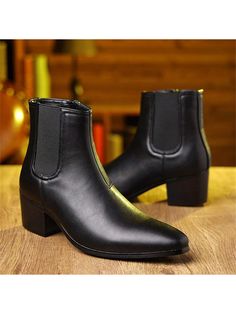 1pair Men's Fashionable All-Match High-Top Chelsea Boots, Patent Leather Boots Black         Men Shoes, size features are:Bust: ,Length: ,Sleeve Length: High Tops With Shorts, Styling Chelsea Boots, Botas Chelsea, Patent Leather Boots, Womens Wide Leg Pants, Mens Leather Boots, Leather Riding Boots, Mens Shoes Boots, Men Shoes Size