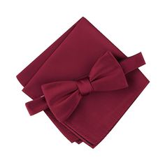 Look your absolute best with this pre-tied bowtie set from Bespoke. Look your absolute best with this pre-tied bowtie set from Bespoke. Includes bowtie and pocket square Solid design Pre-tied for easy on-and-offFABRIC & CARE Polyester Spot clean only Imported Size: One Size. Color: Dark Red. Gender: male. Age Group: adult. Classic Ties With Bow Tie Back For Gifts, Classic Bow Tie For Gifts, Red Butterfly Knot Bow Tie For Black Tie Events, Red Bow Suit And Tie Accessories For Business, Classic Red Bow For Black Tie Events, Red Bow Tie As A Gift, Suit And Tie Accessories With Butterfly Knot For Gifts, Classic Bow Tie Gift, Red Standard Tie Bow As Gift