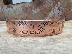 Rustic Bangle Cuff Bracelet As Gift, Rustic Stamped Cuff Bracelet Gift, Rustic Stamped Bracelets For Gifts, Rustic Stamped Bracelets For Gift, Rustic Handmade Cuff Bracelet Gift, Rustic Handmade Cuff Bracelet As Gift, Handmade Rustic Cuff Bracelet As Gift, Mens Copper Bracelet, Outdoorsman Gifts