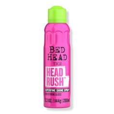 Headrush Shine Hair Spray For Smooth Shiny Hair -  Bed Head Headrush Shine Spray is a lightweight, super shiny hair spray that gives hair explosive shine! The spray conditions, smooths and softens hair, leaving hair silky, smooth and frizz-free. For incredible shine and gloss!    Benefits     Shiny hair spray for incredibly shiny and glossy hair Great for adding shine to all hair types     Scent Type     Exotic Tropical fragrance   - Headrush Shine Hair Spray For Smooth Shiny Hair Super Shiny Hair, Hair Shine Spray, Smooth Shiny Hair, Anti Frizz Serum, Tropical Fragrance, Tigi Bed Head, Shine Hair, Shine Spray, Hair Silky