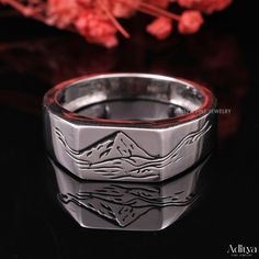 Customized Mountain Ring, 14K Solid Gold Wide Band, Unisex Personalized Jewelry, Tahoe Rocky Top Mountain And Wave Design Signet Ring Gift, Mountain Signet Ring, Gift for Mountain Lovers, Men's Outdoors Ring, Silver Band, Personalized Jewelry, Handmade Ring, Gift For Husband. "The stones in the jewelry are 100% handmade, they are cut and polished by our experienced craftsman." 💎MOISSANITE💎 is the best alternative to diamond 💍 RING INFORMATION: ✪ Metal: 925 Sterling Silver/10K/14K/18K Solid Gold. ✪ Metal Color: Sterling Silver, White/Yellow/Rose. ✪ Size: 3-12 US (Select from Option). ✪ Rhodium Finish: Yes ✪ Features: Nickel-Free 📅 EASY PAYMENT PLAN: ✪ Minimum order value is $100. ✪ Start production after 70% payment. ✪ Jewelry is ship only after full payment. ✪ The buyer must pay all in Mountain Ring, Rocky Top, Blood Diamond, Payment Plan, Wave Design, Wide Bands, Ring Silver, Yellow Rose, Metal Color