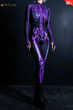 😍HOT SALE - This sexy Halloween bodysuit is what you are looking for! Its Perfect for Festival and Halloween party 🎃 Order Here 👉 Purple Halloween Costumes, Scary Skeleton, Skeleton Costume, Pajama Outfits, Halloween Costumes For Girls, Carnival Party, Halloween Fashion, Skull And Bones, Halloween Girl