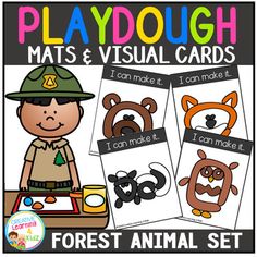 playdouh mats and visual cards for forest animals