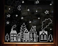 Chalk Christmas Trees & Foreground, Winter Forest, Chalkboard Woods, Rolling Hills, Pine Tree Clipart, Evergreen Trees, Chalkboard Overlay - Etsy Winter Chalkboard Ideas, Christmas Window Painting, Winter Wall Decor, Christmas Window Stickers, Window Drawing, Winter Window, Christmas Chalkboard, Christmas Window Decorations, Holiday Clipart