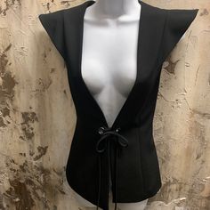 Super Sharp Tie Front Black Vest With Structured Shoulder Detail. Fully Lined. Wear On Its Own Or Layered For A More Classic Look Open Front Vest, Structured Shoulder, Black Vest, Front Open, Classic Looks, Blazer Suit, Suit Jacket, Jackets & Coats, Jackets For Women