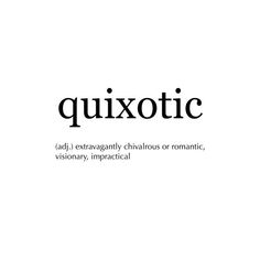 the words quixotic are written in black and white letters on a white background