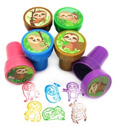 children's rubber stamps with animals on them and the words monkey in different colors