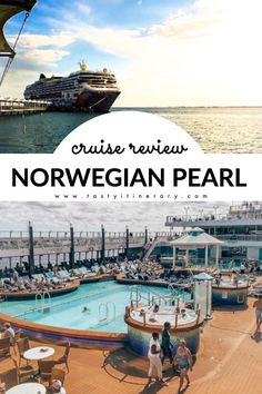 the norwegian pearl cruise ship with text overlay that reads cruise review norwegian pearl,