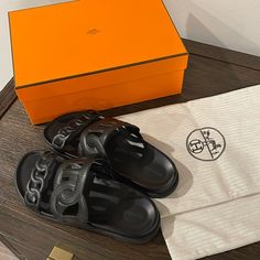 Black Leather Extra Sandals Good Condition Size 40 Please See Photos For Details Comes With Original Box And Two Dust Bags Here's Original Link For Additional Details: Https://Www.Hermes.Com/Us/En/Product/Extra-Sandal-H222301zv27380/ Hermes Shoes, Women's Shoes Sandals, Shoes Sandals, Original Box, Dust Bag, Black Leather, Women Shoes, Sandals, Leather