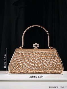 BagForLove - Stylish Rhinestone-embellished Top Handle Bag, Ideal Bridal Purse for Weddings, Proms & Parties Product Description Color Gold Details Grommet Eyelet Style Minimalist Bag Size Small Pattern Type All Over Print Type Box Bag Closure Type Kiss Lock Material Aluminum Alloy Size Chart INCH CM Bag Height Bag Length Bag Width Handle Height Strap Length 3.9 inch 8.7 inch 2.8 inch 4.3 inch 47.2 inch Bag Height Bag Length Bag Width Handle Height Strap Length 10 cm 22 cm 7 cm 11 cm 120 cm Details Pictures Similar Products h2 { text-align: center; } /* æ¢è¡ */ li{ white-space: normal; word-break: break-all; word-wrap: break-word; } .red-box { width: 100%; display: flex; flex-direction: row; flex-wrap: wrap; justify-content: center; } .red-box > div { width: 190px; height: 250px; margin: Embellished Bags For Weddings, Embellished Bags For Wedding, Embellished Bags For Wedding Guests, Rectangular Rhinestone Bags For Wedding Guests, Event Bag Adorned With Rhinestones, Glamorous Embellished Shoulder Bag For Wedding, Rhinestone Evening Bag For Wedding, Glamorous Embellished Bags For Wedding, Wedding Evening Bag With Rhinestones