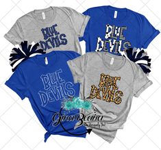 Blue Devils School Spirit Shirts.. Custom to match your school colors Personalize it with a name on the back This tee fits true to size and is a UNISEX fit HOW TO ORDER: Select your size and get your shirt!. This updated unisex essential fits like a well-loved favorite, featuring an irresistibly soft cotton blend, crew neck and short sleeves. 3.6 oz., 100% combed and ring-spun cotton 40 single Retail fit Side-seamed Tear Away label Shipping: Your Tee will ship with in 1-3 business days. We do no Blue Top With Name Print For Game Day, Blue Tops With Name Print For Game Day, Blue Team Spirit T-shirt For Game Day, Collegiate Blue Tops For Cheerleading, Blue School Spirit Tops For College, Blue College T-shirt With Team Name, Blue College Tops With School Spirit, Blue School Spirit T-shirt With Team Name, Blue T-shirt With Team Name For School Spirit