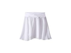 Capezio Kids Pull-On Skirt (Toddler/Little Kids/Big Kids) - Girl's Skirt : White : Be light as a feather in the Capezio Kids Pull-on Skirt. Pull-on design features a lightweight chiffon fabrication. Elastic waistband for a secure fit. Wrap-inspired silhouette. Flutter hemline. 100% polyester. Machine wash, hang dry. Made in the U.S.A. Measurements: Skirt Length: 10 in Waist Measurement: 16 in Product measurements were taken using size Small (4-5 Little Kids). Please note that measurements may va Light As A Feather, Size Chart For Kids, Skirt White, Skirt Design, White Skirts, Free Clothes, Big Kids, Skirt Length