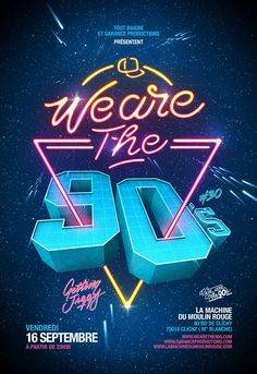 we are the 50 flyer with neon lights and an image of a diamond on it