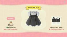 an animal crossing character is wearing a new moon dress