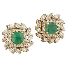 Gold(14K) : 4.5g Diamonds : (VS clarity & H-I colour): (Brilliant cut ) : 0.32ct: (Marquise diamond) : 0.98ct Emerald : 1.25ct Note : These earrings may fit differently depending on your ear type. Our take on classic solitaire studs, the Eden holds a faceted gemstone at its heart, with pave-set diamonds and prong-set marquise diamonds giving it company. Diamond Ear Studs, It Company, Solitaire Studs, Marquise Diamond, Gorgeous Jewelry, Ear Studs, Jewelry Earrings Studs, Prong Setting, Eden