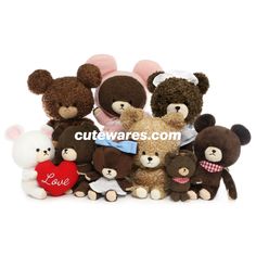 a group of teddy bears sitting next to each other