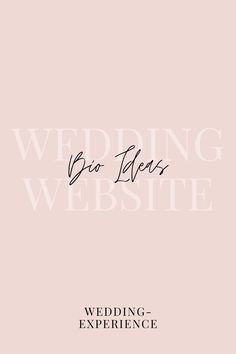 the wedding website logo is shown in black and white on a pale pink background with text