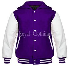 Sporty Varsity Jacket With Padded Collar For Streetwear, Collegiate Cotton Hooded Varsity Jacket, Hooded Cotton Collegiate Varsity Jacket, Collegiate Style Hooded Cotton Varsity Jacket, Hooded Cotton Varsity Jacket For College, Cotton Hooded Varsity Jacket In Hip Hop Style, Hip Hop Hooded Cotton Varsity Jacket, Hip Hop Cotton Hooded Varsity Jacket, Winter Leather Jacket With Baseball Collar For College