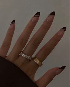 Nails For Graduation Black, Black French Tip Medium Nails, Black Nails With Design Ideas Almond, Black Acrylic Nail Designs Prom, Simple Almond Nails Black, Simple Acrylic Nails Black, Black Nails Homecoming, Black Prom Nails Acrylic Classy, Formal Nails Black