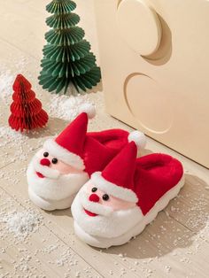 Cartoon Santa Claus Thick Sole Plush Slippers, Comfortable Indoor Non-Slip Warm Slippers For Autumn And Winter Red     Animal,Christmas    Women Shoes, size features are:Bust: ,Length: ,Sleeve Length: Cartoon Santa Claus, Cartoon Santa, Summer Cherries, Holiday Socks, Winter Red, Blue Y2k, Plush Slippers, Animal Christmas, Warm Slippers