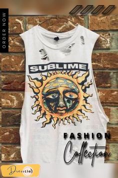 Vintage Sleeveless Printed Casual Tops Sleeveless Muscle Tee For Beach In Spring, Casual Sleeveless Muscle Tee For Summer, Spring Graphic Print Tank Top For Streetwear, Cotton Sleeveless Muscle Tee For Summer, Spring Streetwear Racerback Tank Top, White Sleeveless Muscle Tee For Summer, Summer Cotton Racerback Vest, Casual Spring Vest With Graphic Print, Casual Graphic Print Vest For Spring