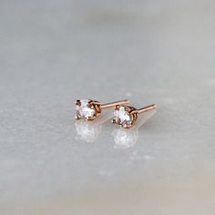 Diamond Studs, Rose Cut Diamond Stud Earrings, Rose Cut Diamonds, Gift for Her, 14k Gold Studs, Rose Gold Studs, Eco Friendly, Conflict Free by ShopClementine on Etsy Minimalist Rose Gold Diamond Earrings With Single Diamond, Minimalist Rose Gold Diamond Earrings With Accents, Rose Gold Diamond Earrings With Single Diamond, Minimalist Rose Gold Diamond Earrings With Single Cut, Delicate Rose Gold Diamond Earrings For Anniversary, Minimalist Rose Gold Earrings With Prong Setting, 14k Rose Gold Diamond Earrings For Anniversary, Rose Gold Diamond Earrings With Rose Cut, Dainty Rose Gold Earrings With Single Cut Diamonds