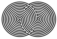 a black and white image of an intertwined spiral in the shape of a circle