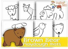 brown bear and other animals are depicted in this playdough mats pattern book for toddlers