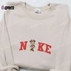 Minnie Mouse x Nike Embroidered Shirt Disney Characters Hoodie Nike Inspired Sweatshirt Custom Nike Crewneck Disney, Disney Nike Top, Nike Floral Sweatshirt, Pink Mickey Mouse Outline Hoodie, Cute Nike Shoes Disney, Custom Nike Sweatshirt Flowers, Nike Floral Embroidery Sweatshirt, Nike Flower Embroidery Sweatshirt, Diy Nike Shirt