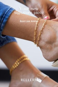 Be ready for the beach or chill poolside any day. Your ankles will thank you! Easy wearing and sleek so you can accentuate any outfit or your favorite summer shoes. Anklet, Link anklet, Bold Link… More Trendy Anklets For Spring Vacation, Casual Beach Anklets For Spring, Casual Beach Spring Anklets, Casual Spring Beach Anklets, Trendy Anklets For Summer Vacation, Trendy Anklets For Vacation In Summer, Gold Casual Anklets For The Beach, Casual Gold Anklets For Beach, Trendy Beach Anklets For Spring