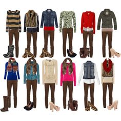 Capsule Wardrobe -- 2 by cocogolightly on Polyvore featuring polyvore, fashion, style, Moschino Cheap Brown Pants Outfit For Work, Brown Pants Outfit, Chic Cardigan, Minimalist Capsule Wardrobe, Outfit Mujer, Fall Capsule Wardrobe, Brown Outfit, Fashion Capsule, Brown Pants